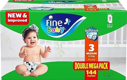 فاين بيبي Double Lock Large حفاضات Size 4 (7-14kg)