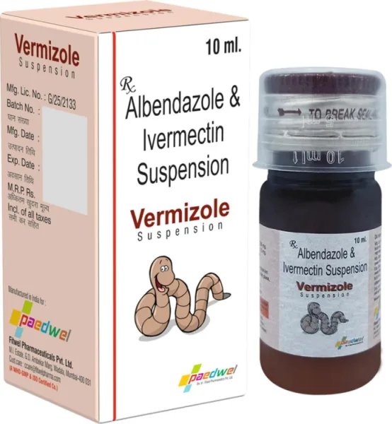 Vermizole 200 مجم/5 مل Albendazole Oral معلق Broad Spectrum Anthelmintic