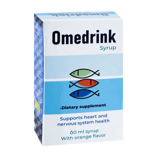 Omedrink Heart & Nervous System Health مكمل غذائي شراب Orange Flavor