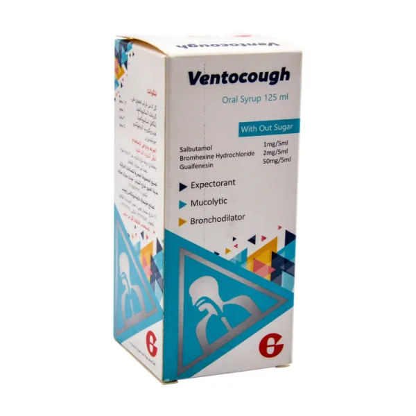 Ventocough 50 مجم Guaifenesin 2 مجم Bromhexine Hydrochloride & 1 مجم Salbutamol Oral شراب