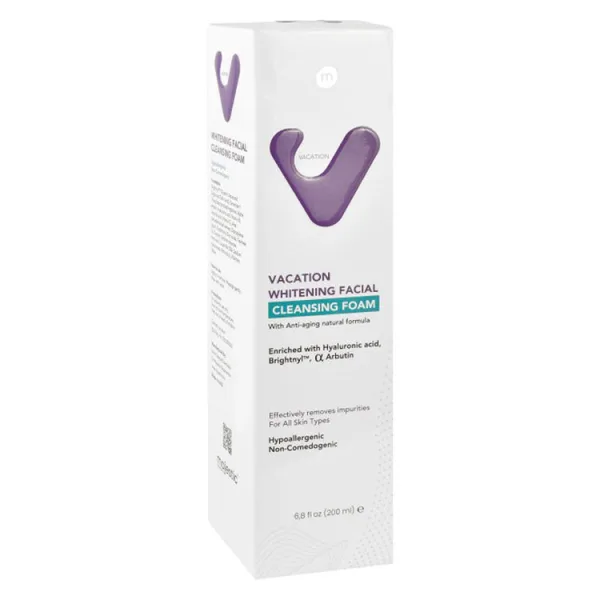 Vacation Hypoallergenic تفتيح & لمقاومة التجاعيد Facial Foaming غسول منظف with حمض الهيالورونيك Brightnyl & Arbutin for All Skin Types - non comedogenic