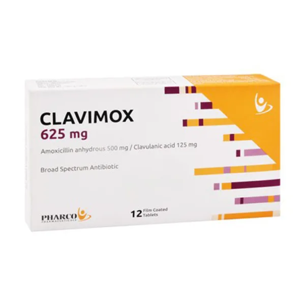 Clavimox 500 مجم Amoxicillin Anhydrous & 125 مجم Clavulanic Acid Broad Spectrum Antibiotic