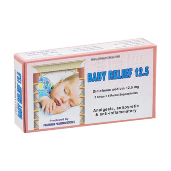 للأطفال والرضع Relief 25 مجم Diclofenac Sodium Anti-Inflammatory Antipyretic & Analgesic Rectal تحاميل